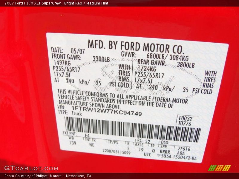 Bright Red / Medium Flint 2007 Ford F150 XLT SuperCrew