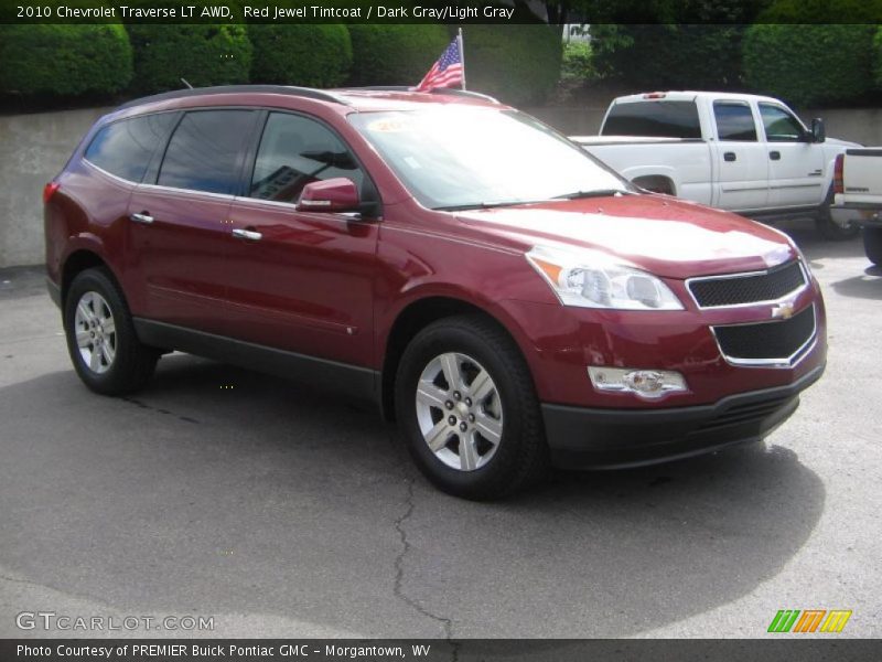 Red Jewel Tintcoat / Dark Gray/Light Gray 2010 Chevrolet Traverse LT AWD