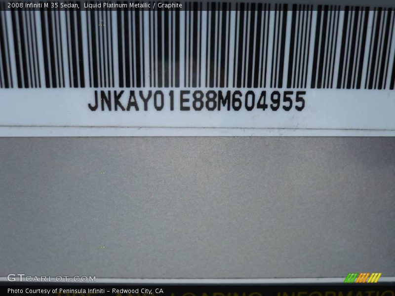 Liquid Platinum Metallic / Graphite 2008 Infiniti M 35 Sedan