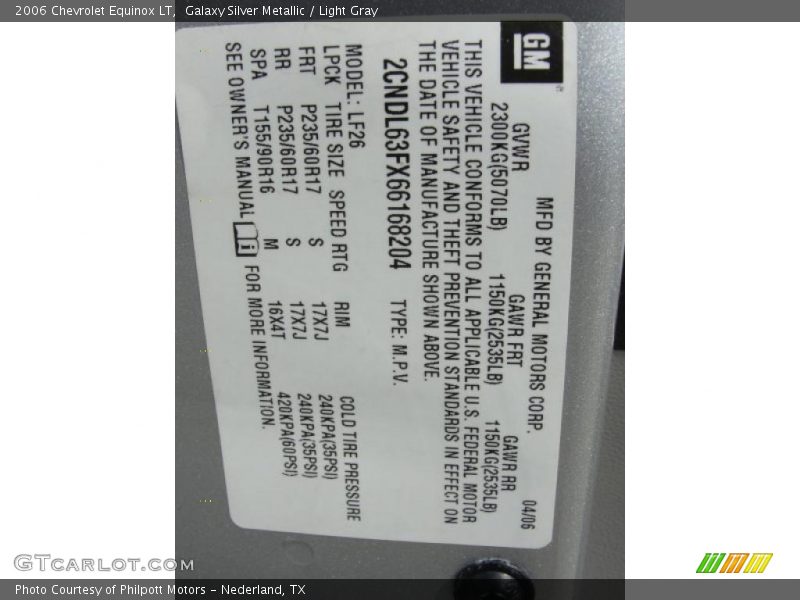 Galaxy Silver Metallic / Light Gray 2006 Chevrolet Equinox LT