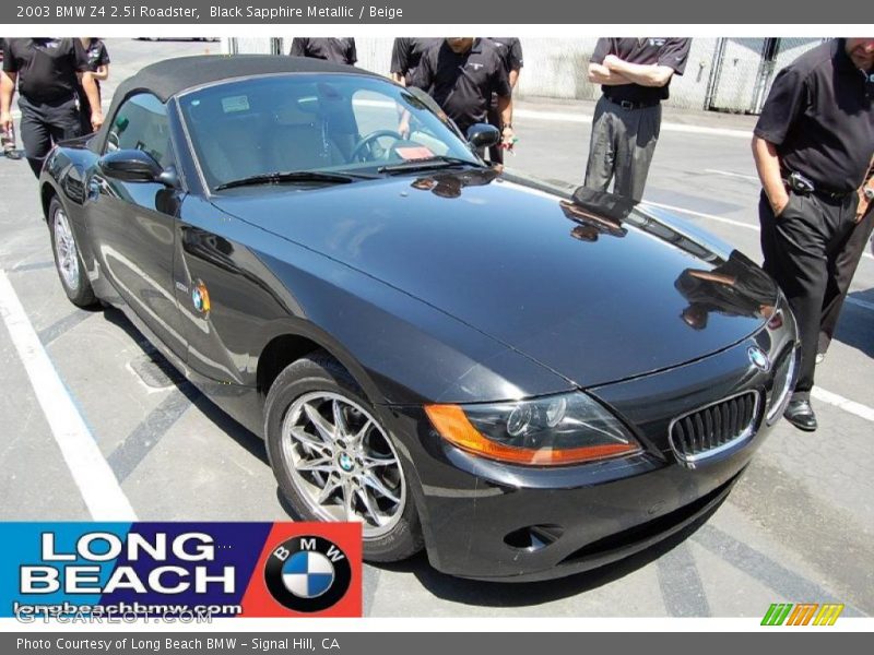 Black Sapphire Metallic / Beige 2003 BMW Z4 2.5i Roadster