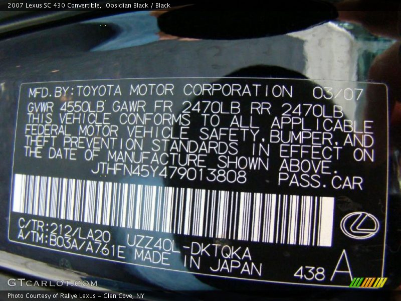 Obsidian Black / Black 2007 Lexus SC 430 Convertible