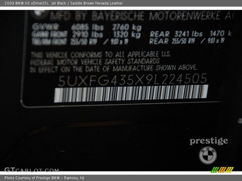 Jet Black / Saddle Brown Nevada Leather 2009 BMW X6 xDrive35i