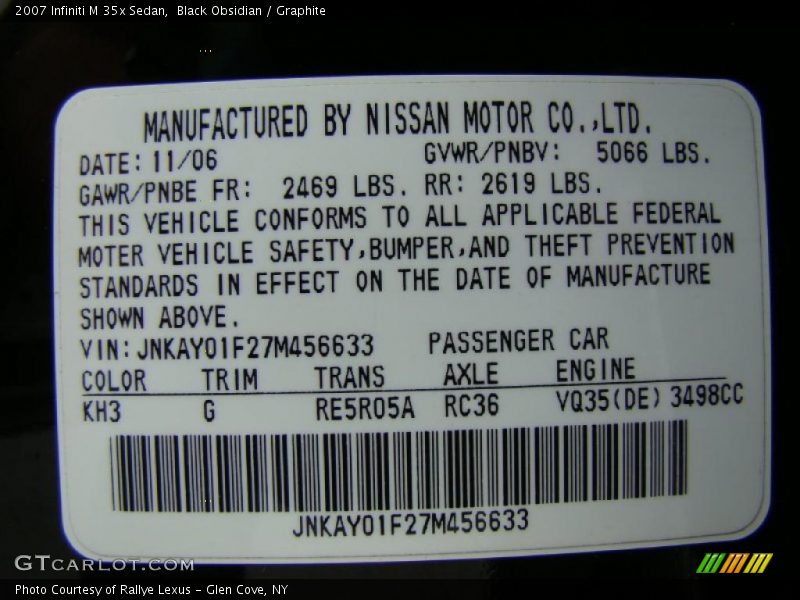 Black Obsidian / Graphite 2007 Infiniti M 35x Sedan