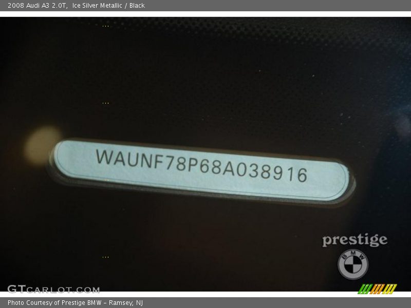Ice Silver Metallic / Black 2008 Audi A3 2.0T