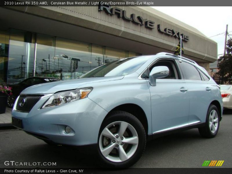 Cerulean Blue Metallic / Light Gray/Espresso Birds-Eye Maple 2010 Lexus RX 350 AWD