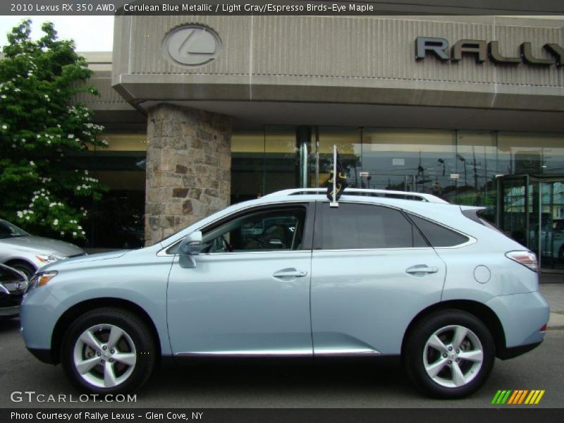 Cerulean Blue Metallic / Light Gray/Espresso Birds-Eye Maple 2010 Lexus RX 350 AWD
