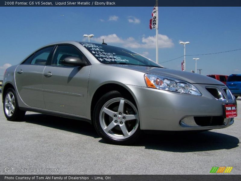 Liquid Silver Metallic / Ebony Black 2008 Pontiac G6 V6 Sedan