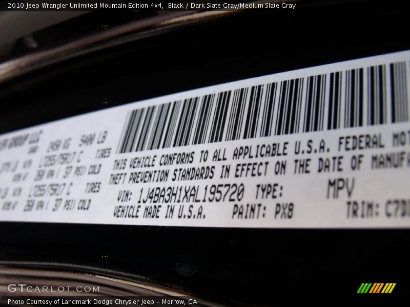 Black / Dark Slate Gray/Medium Slate Gray 2010 Jeep Wrangler Unlimited Mountain Edition 4x4