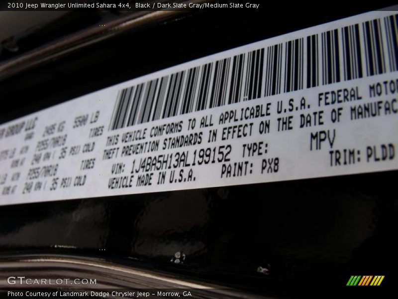 Black / Dark Slate Gray/Medium Slate Gray 2010 Jeep Wrangler Unlimited Sahara 4x4
