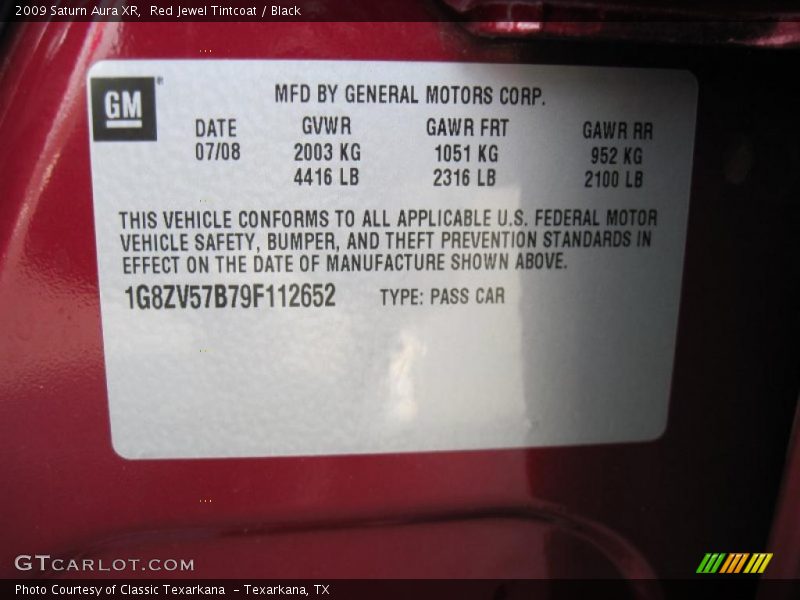 Red Jewel Tintcoat / Black 2009 Saturn Aura XR