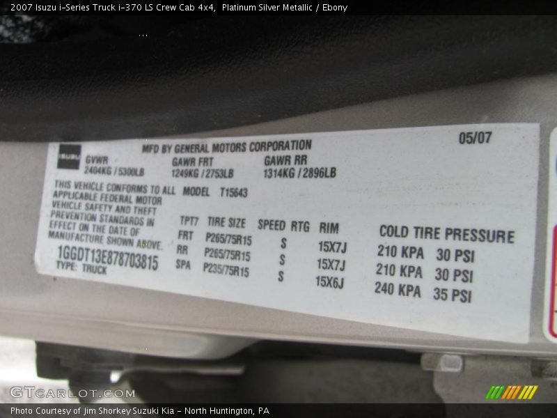 Platinum Silver Metallic / Ebony 2007 Isuzu i-Series Truck i-370 LS Crew Cab 4x4