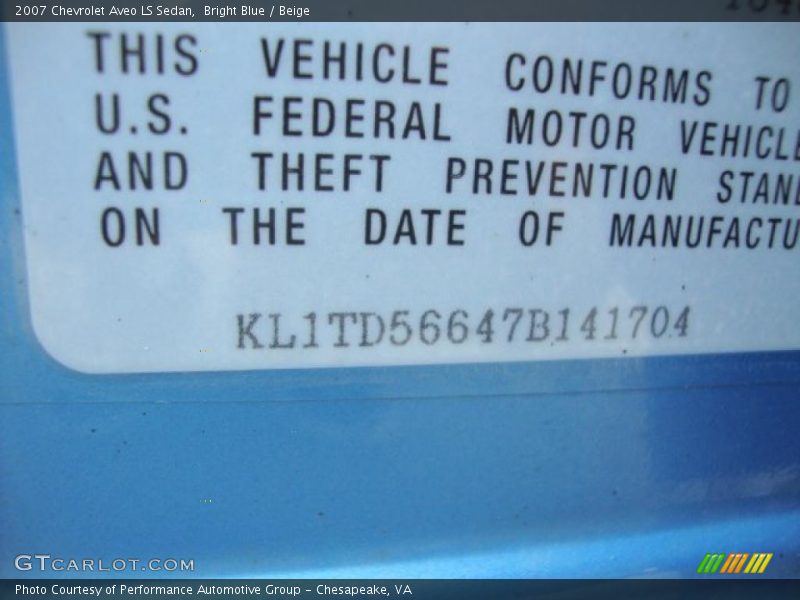 Bright Blue / Beige 2007 Chevrolet Aveo LS Sedan