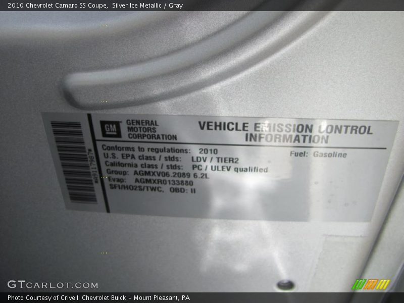 Silver Ice Metallic / Gray 2010 Chevrolet Camaro SS Coupe