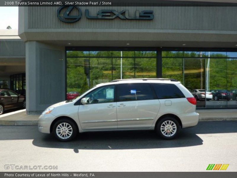 Silver Shadow Pearl / Stone 2008 Toyota Sienna Limited AWD