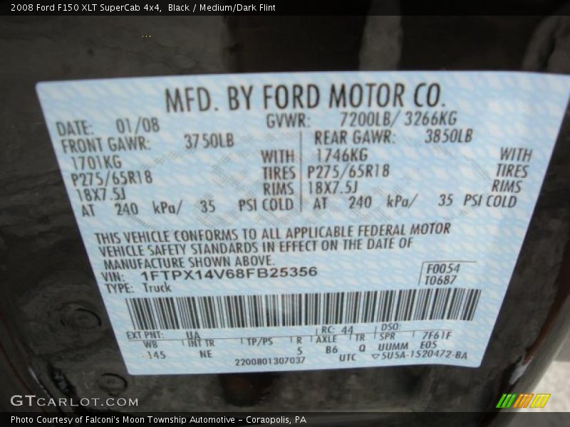Black / Medium/Dark Flint 2008 Ford F150 XLT SuperCab 4x4