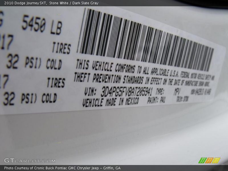 Stone White / Dark Slate Gray 2010 Dodge Journey SXT