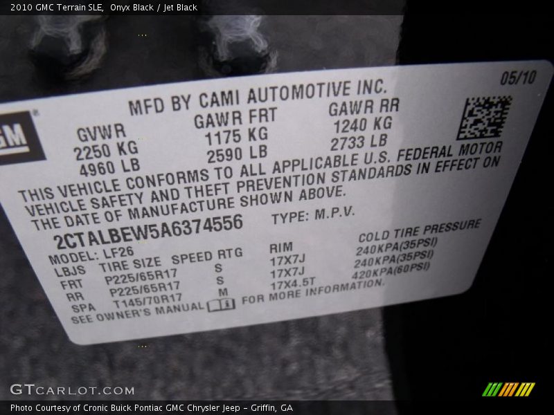 Onyx Black / Jet Black 2010 GMC Terrain SLE