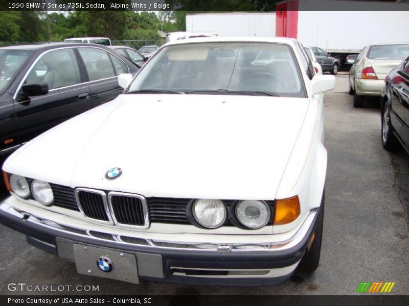 Alpine White / Beige 1990 BMW 7 Series 735iL Sedan