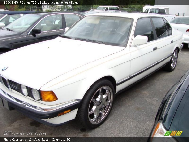 Alpine White / Beige 1990 BMW 7 Series 735iL Sedan