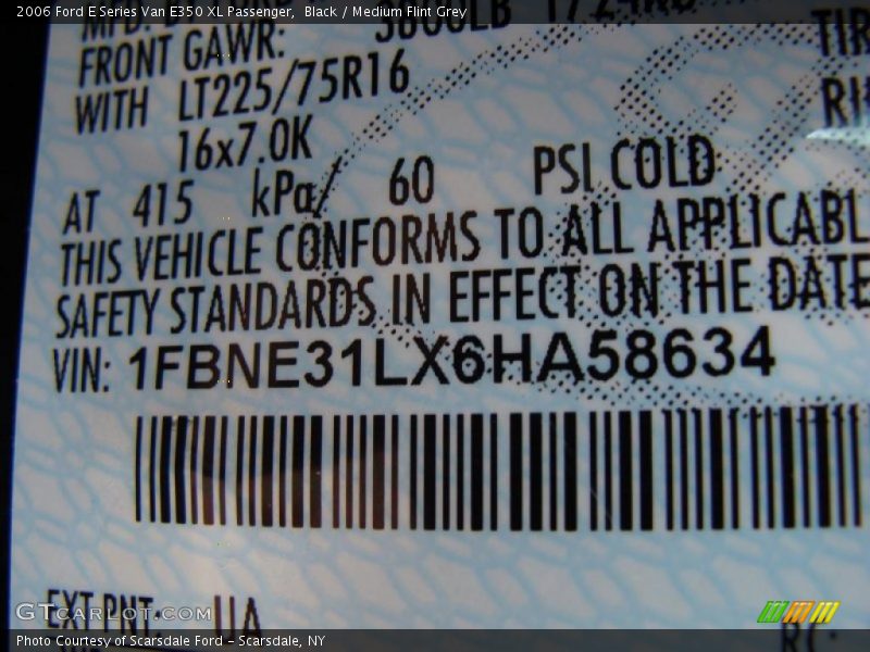 Black / Medium Flint Grey 2006 Ford E Series Van E350 XL Passenger
