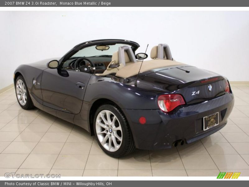 Monaco Blue Metallic / Beige 2007 BMW Z4 3.0i Roadster