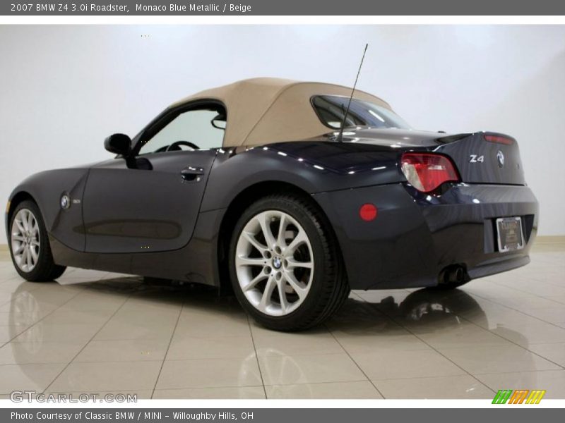 Monaco Blue Metallic / Beige 2007 BMW Z4 3.0i Roadster