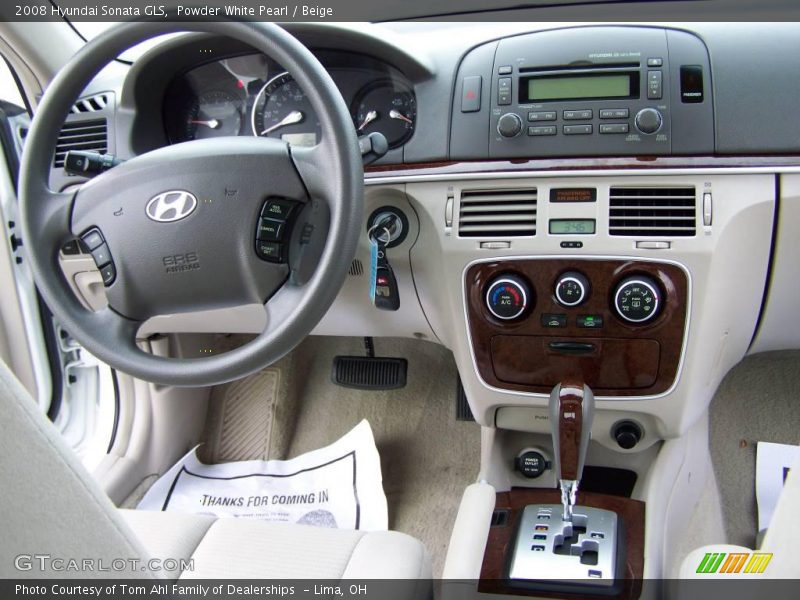 Powder White Pearl / Beige 2008 Hyundai Sonata GLS