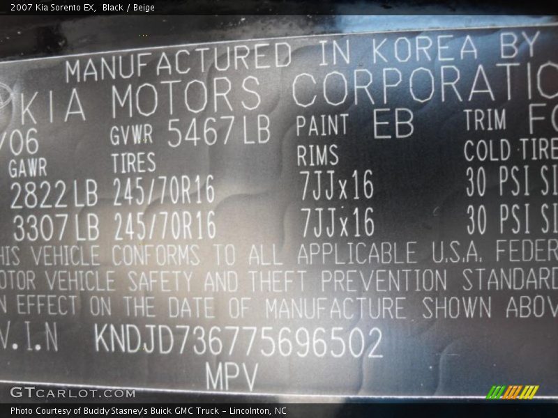 Black / Beige 2007 Kia Sorento EX