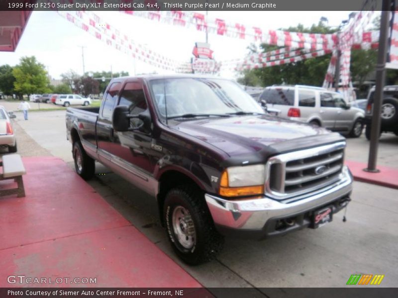 Thistle Purple Pearl / Medium Graphite 1999 Ford F250 Super Duty XLT Extended Cab 4x4