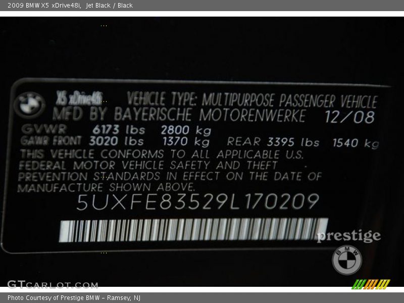Jet Black / Black 2009 BMW X5 xDrive48i