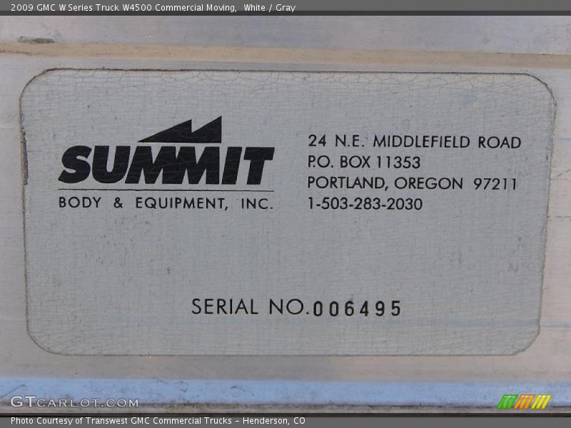 White / Gray 2009 GMC W Series Truck W4500 Commercial Moving