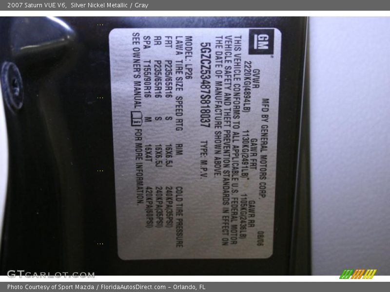 Silver Nickel Metallic / Gray 2007 Saturn VUE V6