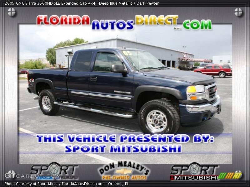 Deep Blue Metallic / Dark Pewter 2005 GMC Sierra 2500HD SLE Extended Cab 4x4