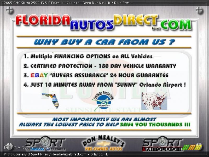 Deep Blue Metallic / Dark Pewter 2005 GMC Sierra 2500HD SLE Extended Cab 4x4