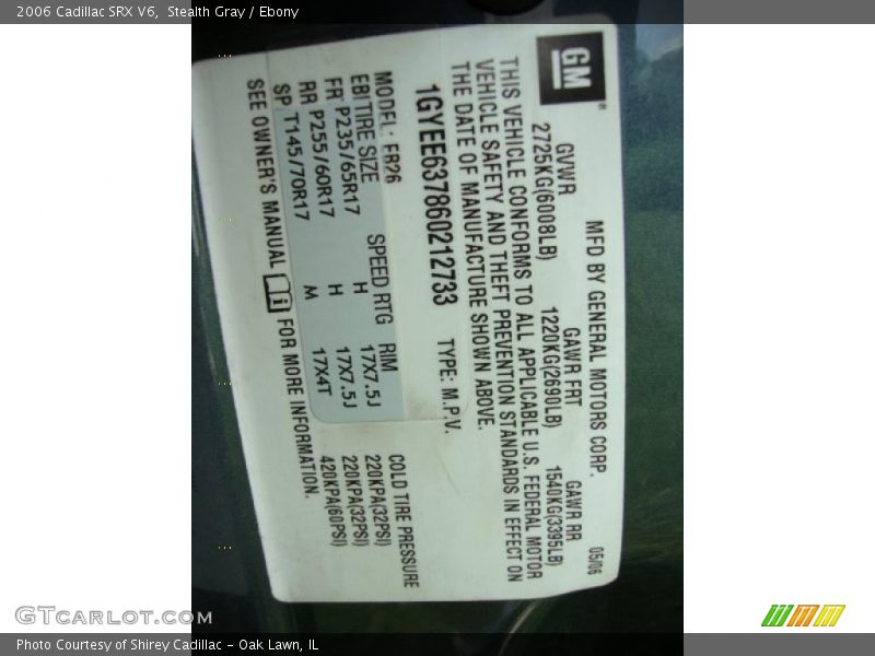 Stealth Gray / Ebony 2006 Cadillac SRX V6