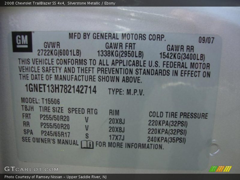 Silverstone Metallic / Ebony 2008 Chevrolet TrailBlazer SS 4x4