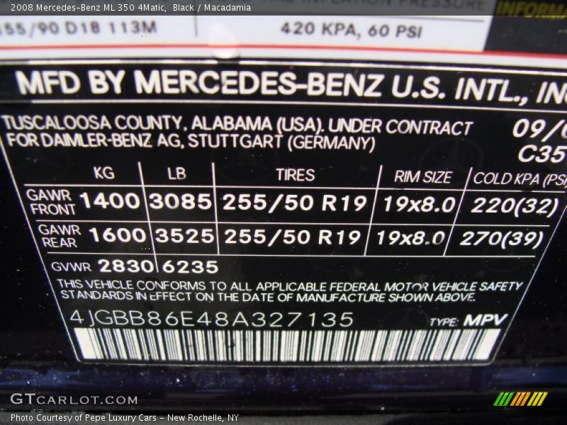 Black / Macadamia 2008 Mercedes-Benz ML 350 4Matic