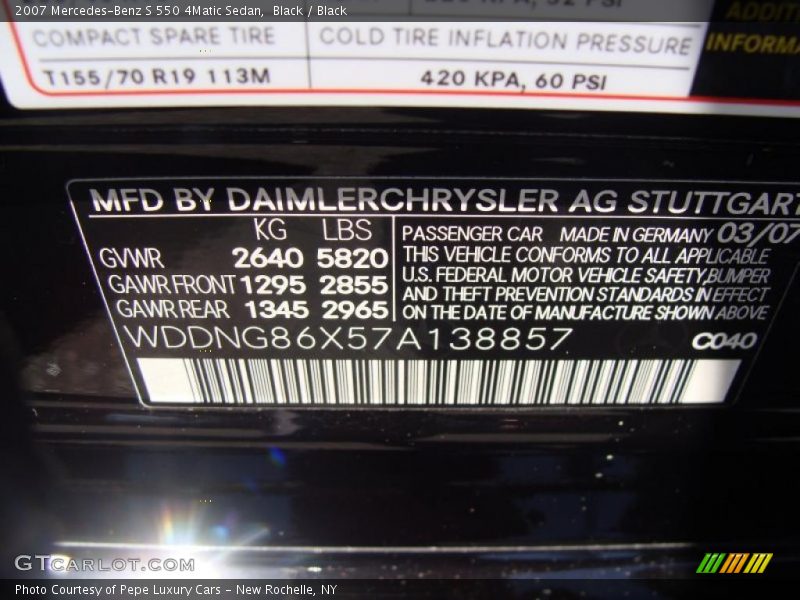 Black / Black 2007 Mercedes-Benz S 550 4Matic Sedan