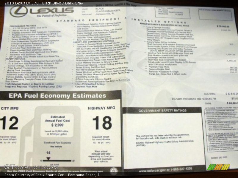 Black Onyx / Dark Gray 2010 Lexus LX 570