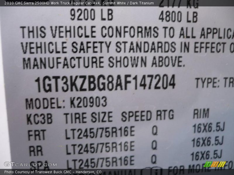 Summit White / Dark Titanium 2010 GMC Sierra 2500HD Work Truck Regular Cab 4x4
