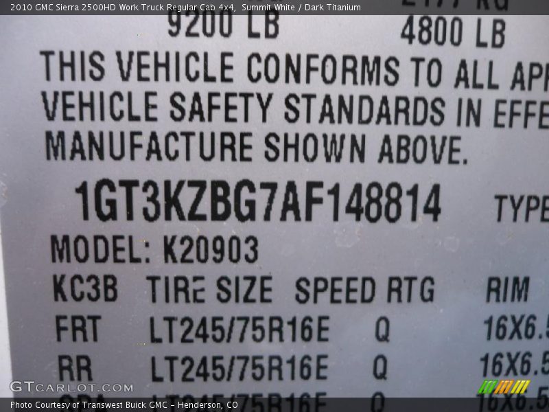 Summit White / Dark Titanium 2010 GMC Sierra 2500HD Work Truck Regular Cab 4x4