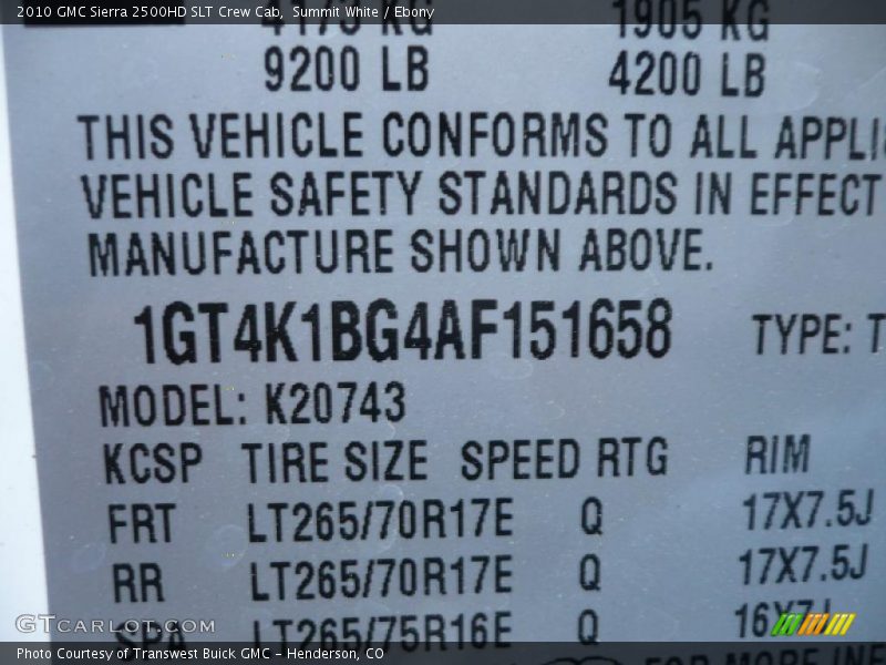 Summit White / Ebony 2010 GMC Sierra 2500HD SLT Crew Cab