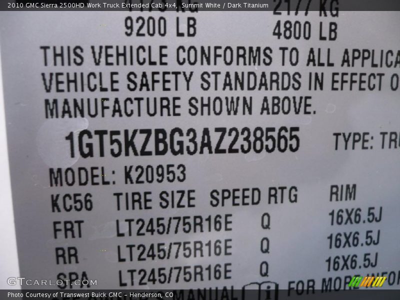 Summit White / Dark Titanium 2010 GMC Sierra 2500HD Work Truck Extended Cab 4x4