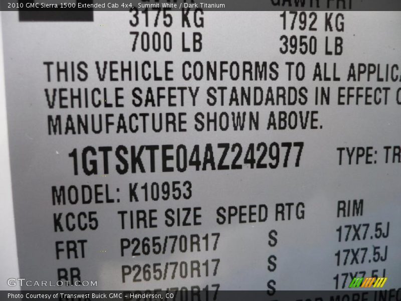 Summit White / Dark Titanium 2010 GMC Sierra 1500 Extended Cab 4x4
