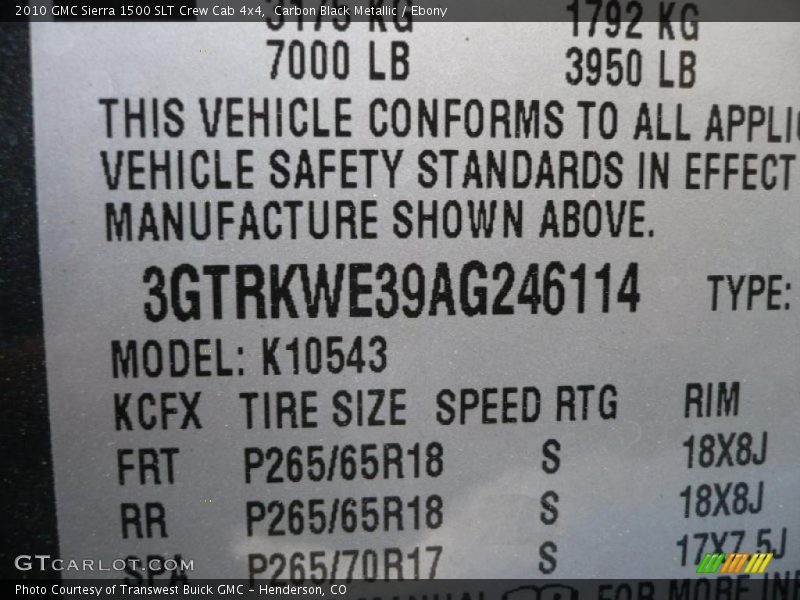 Carbon Black Metallic / Ebony 2010 GMC Sierra 1500 SLT Crew Cab 4x4