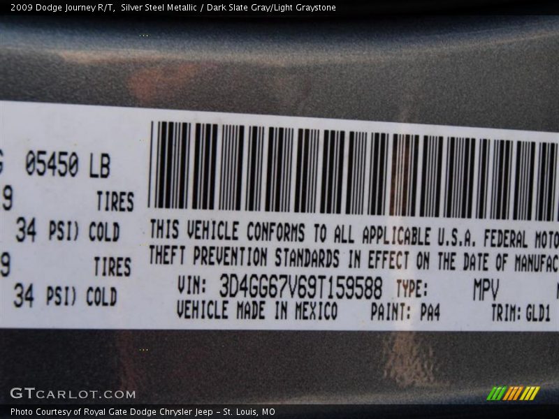 Silver Steel Metallic / Dark Slate Gray/Light Graystone 2009 Dodge Journey R/T