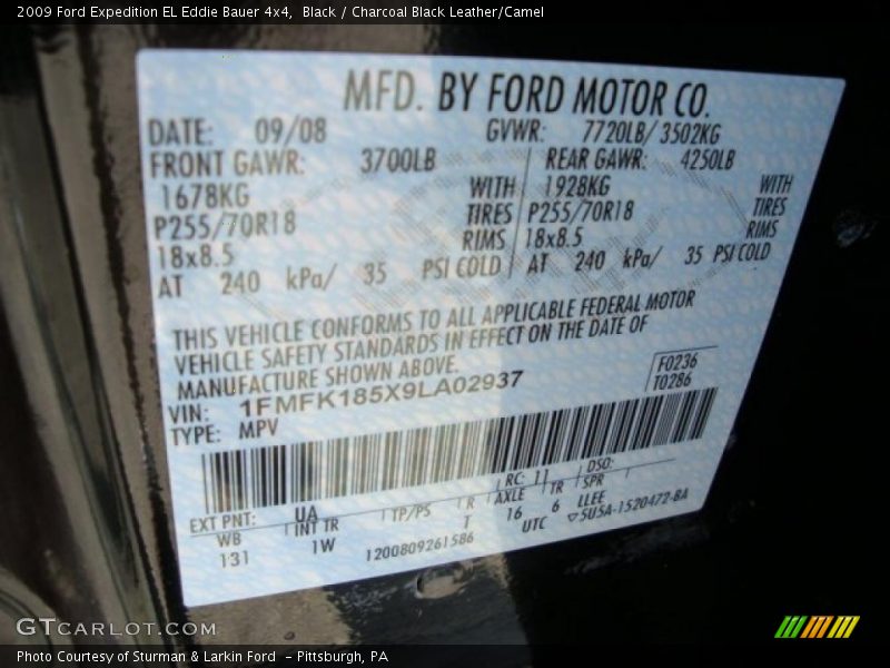 Black / Charcoal Black Leather/Camel 2009 Ford Expedition EL Eddie Bauer 4x4