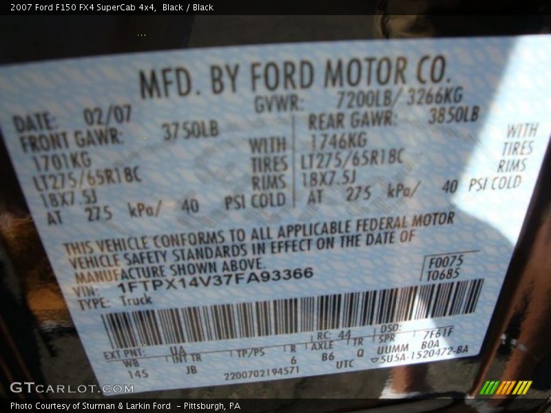 Black / Black 2007 Ford F150 FX4 SuperCab 4x4