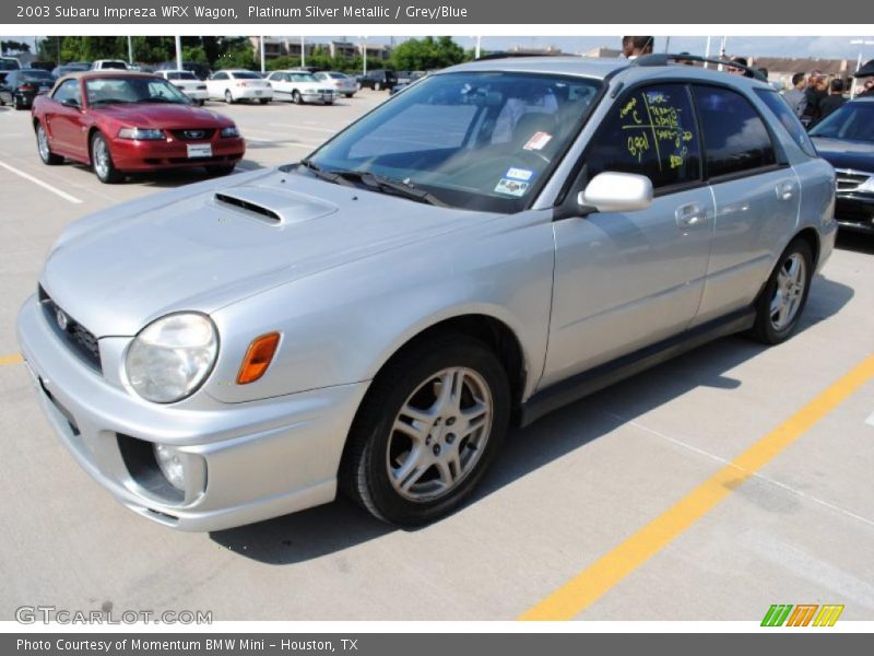 Platinum Silver Metallic / Grey/Blue 2003 Subaru Impreza WRX Wagon
